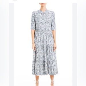 Max studio size large Floral Blue Midi Dress